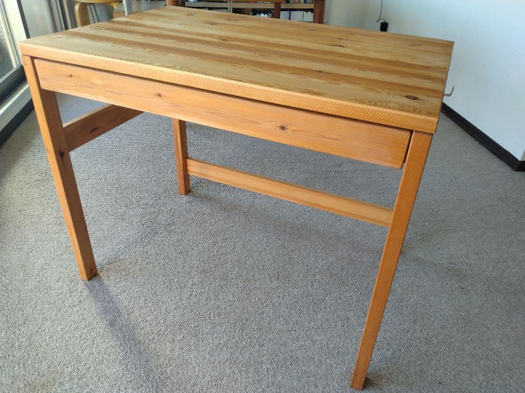 【訳あり良品】MUJI無印 パイン材デスク86cm引出付/ワークテーブル/学習机