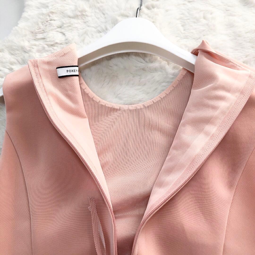 FOXEY*フォクシーニューヨーク　裾プリーツワンピース　フレア　ピンク　38