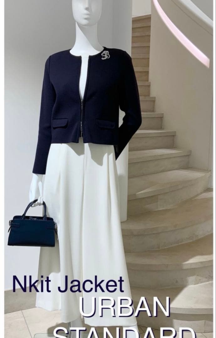 フォクシー　Foxey ノーカラージャケット　ネイビー 38 美品