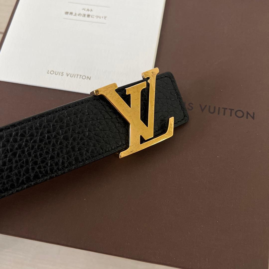 ヴィトン　リバーシブル　ベルト　サンチュール・イニシャル　マドレーヌ黒×キャメル