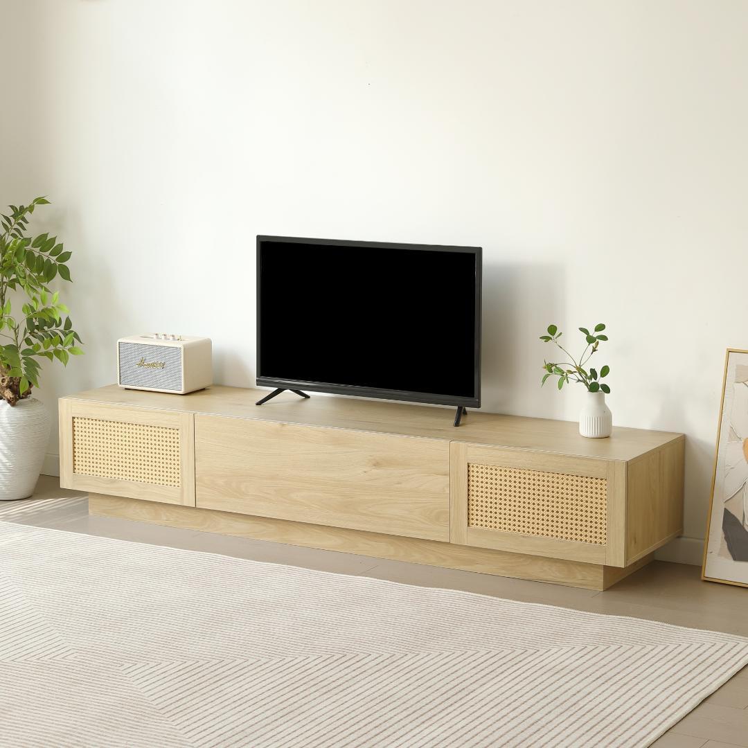 【新品】幅180cm ラタン風 大容量収納 TVボード 北欧 おしゃれ