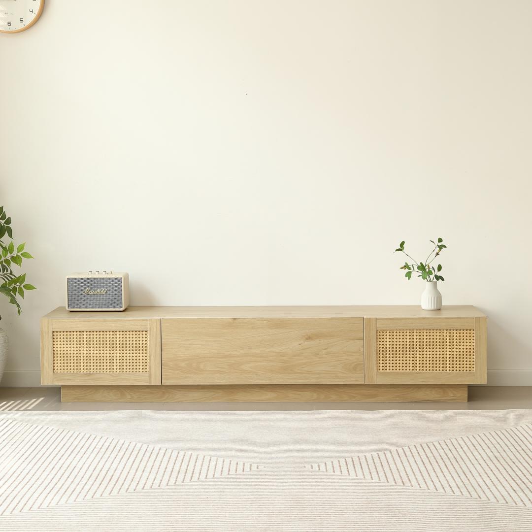 【新品】幅180cm ラタン風 大容量収納 TVボード 北欧 おしゃれ