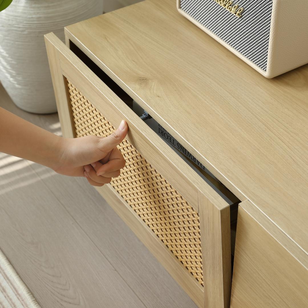 【新品】幅180cm ラタン風 大容量収納 TVボード 北欧 おしゃれ