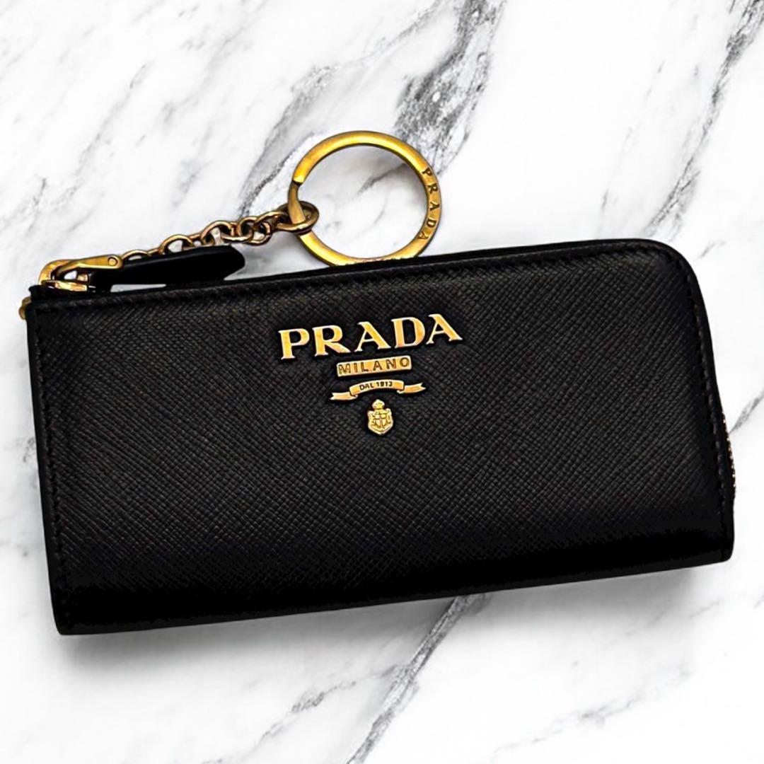 美品 プラダ サフィアーノ ケース 財布 小銭入れ キーケース コンパクト
