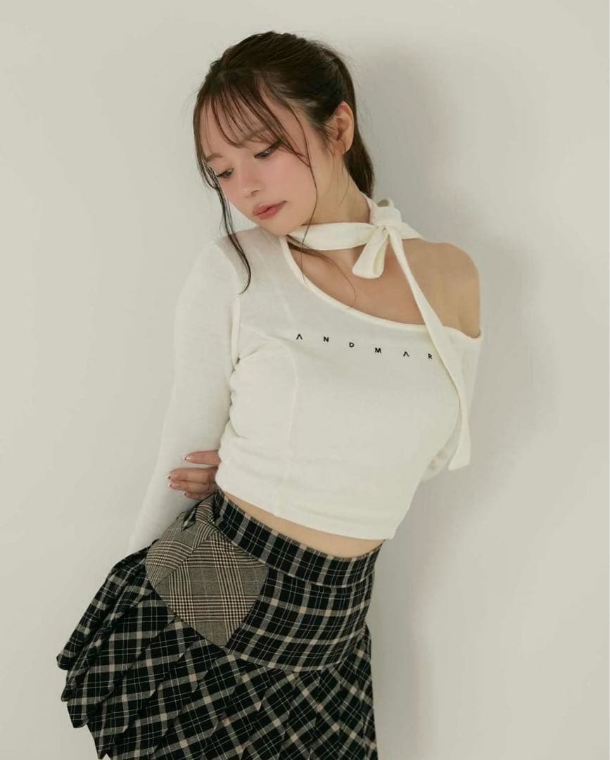 トップス andmary Nana ribbon oneshoulder tops IV