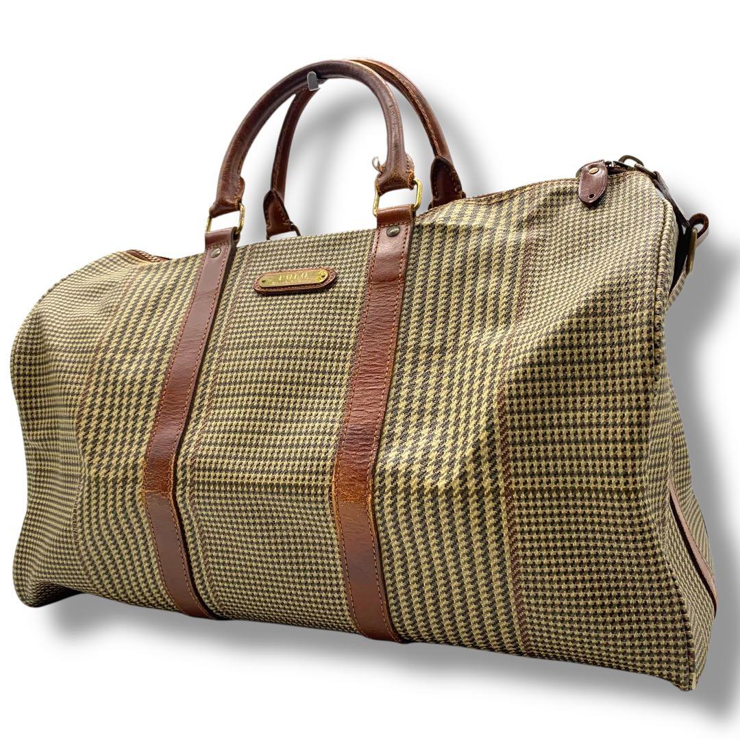 ポロ　ラルフローレン　千鳥柄　ボストン　ハンドバッグ