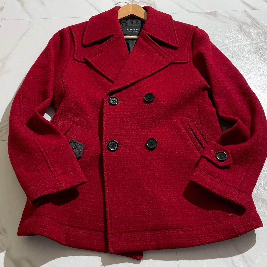 【極美品✨】バーバリーブラックレーベル ピーコート ダブル 希少 赤 M