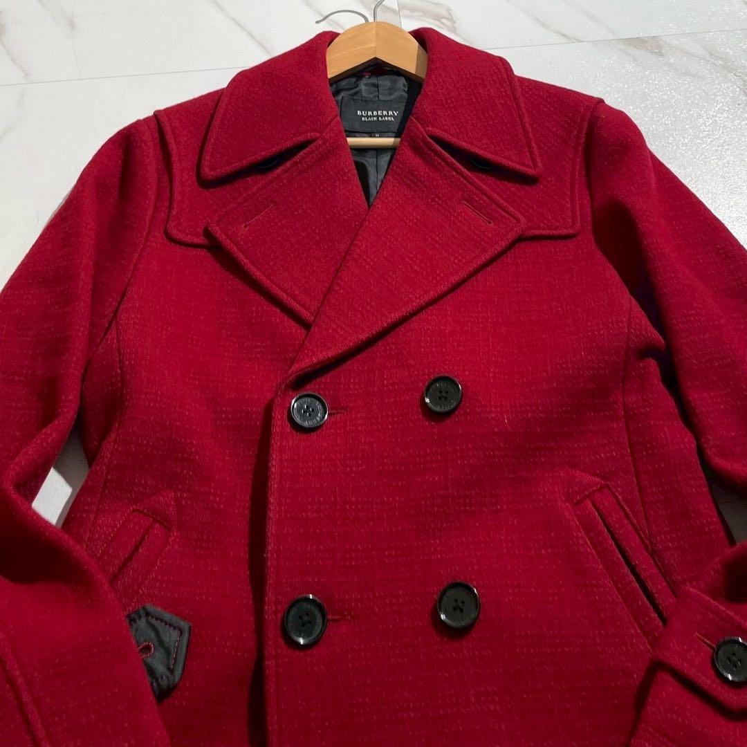 【極美品✨】バーバリーブラックレーベル ピーコート ダブル 希少 赤 M