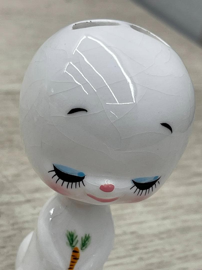 昭和レトロ 内藤ルネ うさぎ フォークスタンド 陶器製 2点 RUNE