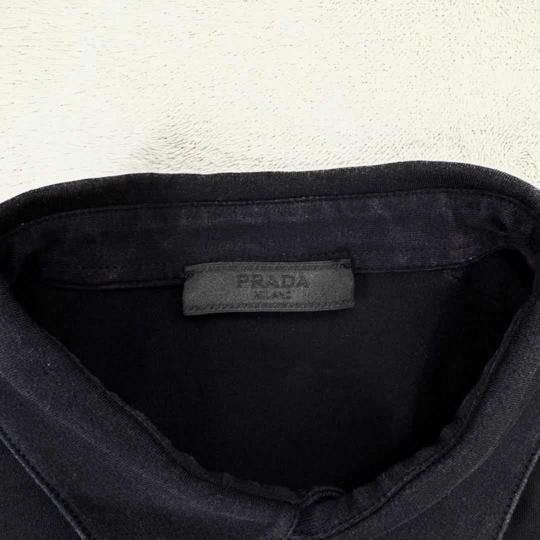 PRADA プラダ 胸ポケ ロゴ ポロシャツ XXL ブラック