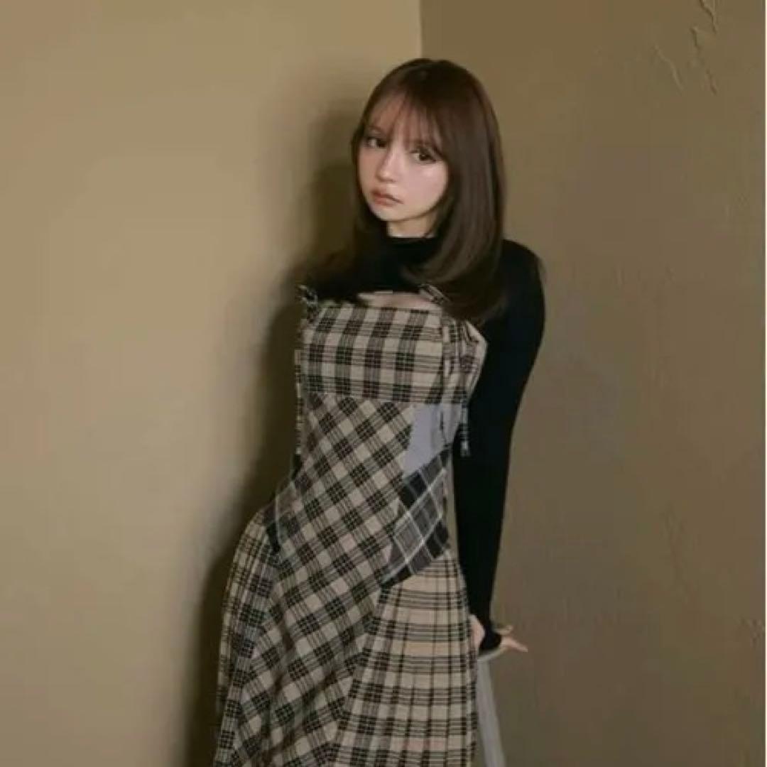 ワンピース ANDMARY Nadia check long dress Beige