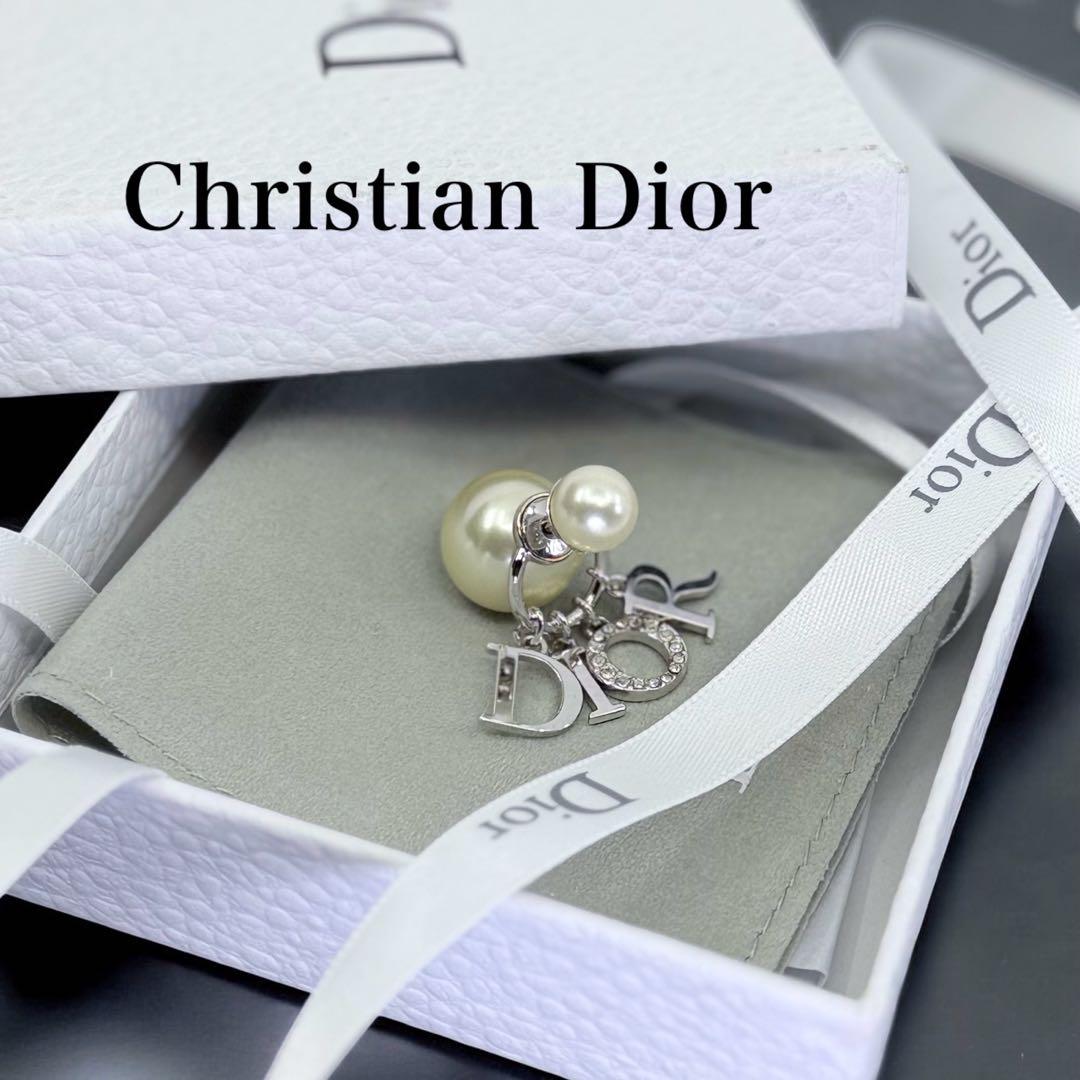 【美品☆箱付き】ディオール　トライバル　パール　ピアス　シルバー　片耳