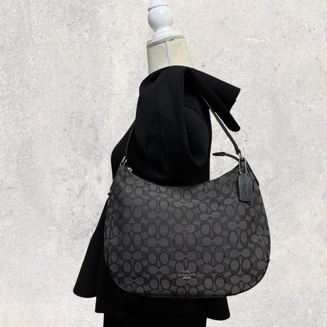 極美品 COACH コーチ シグネチャー ホーボー ハンドバッグ ワンショルダー