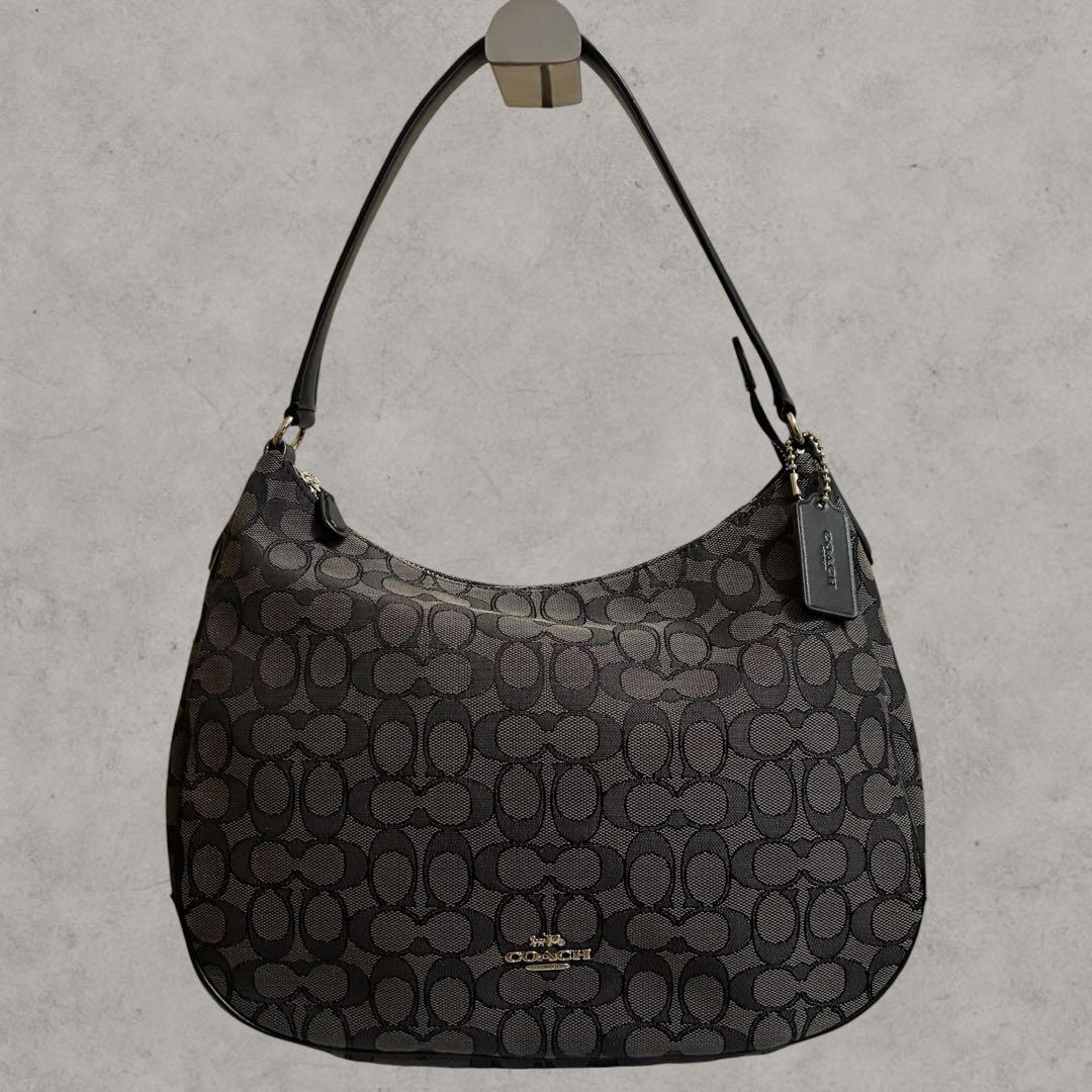 極美品 COACH コーチ シグネチャー ホーボー ハンドバッグ ワンショルダー