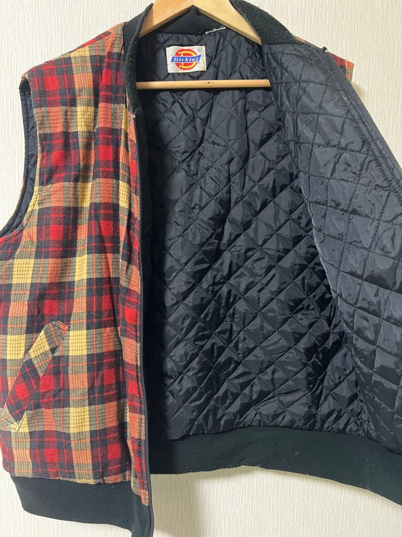 70〜80s' 白タグDickes(ディッキーズ)チェック柄キルティングベスト
