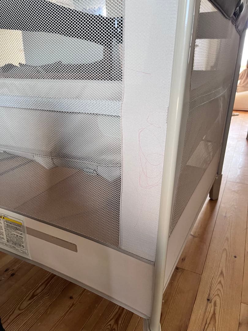 折りたたみ式ベビーベッド グレー・ベージュ