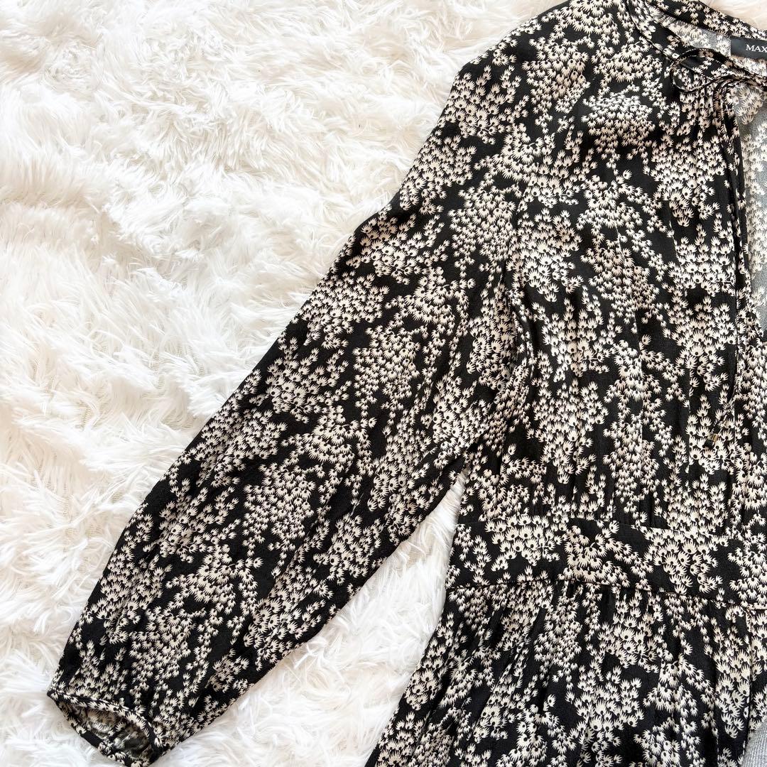 希少◆マックスマーラ MAX&Co. 花柄ワンピース 48 大きいサイズ リボン