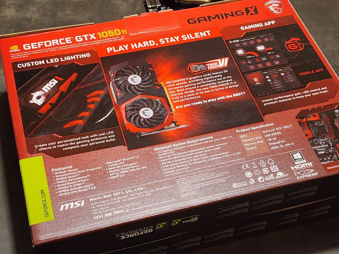 グラフィックボード・グラボ・ビデオカード MSI GeForce GTX 1050 Ti Gaming X 4GB