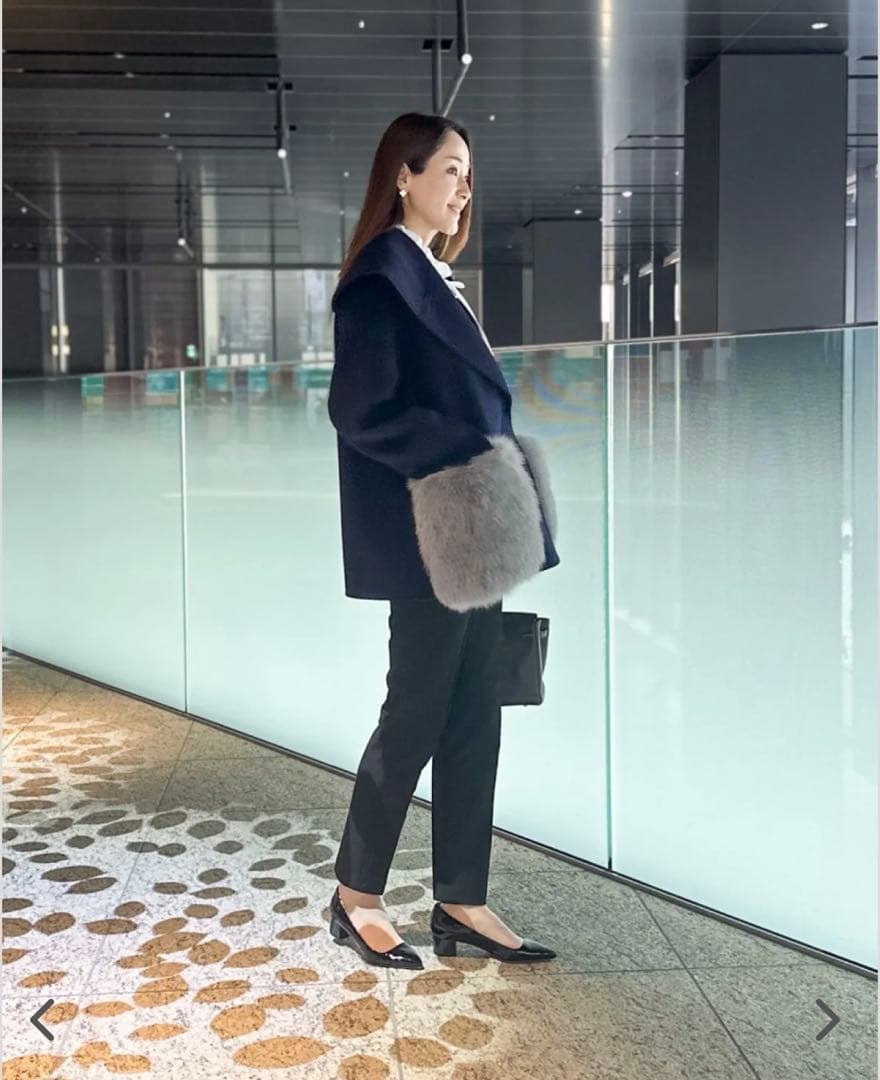 u-big石井毛皮ウールダブルフェイスショールカラー FOXポケットコート