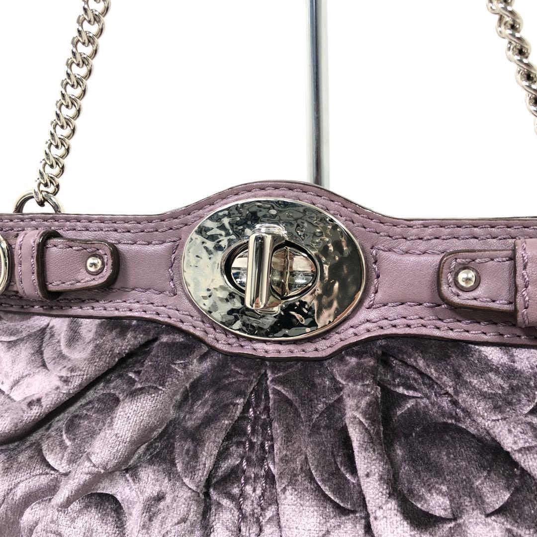 ☆美品☆ COACH コーチ ベロア生地 ワンショルダーバッグ ハンドバッグ