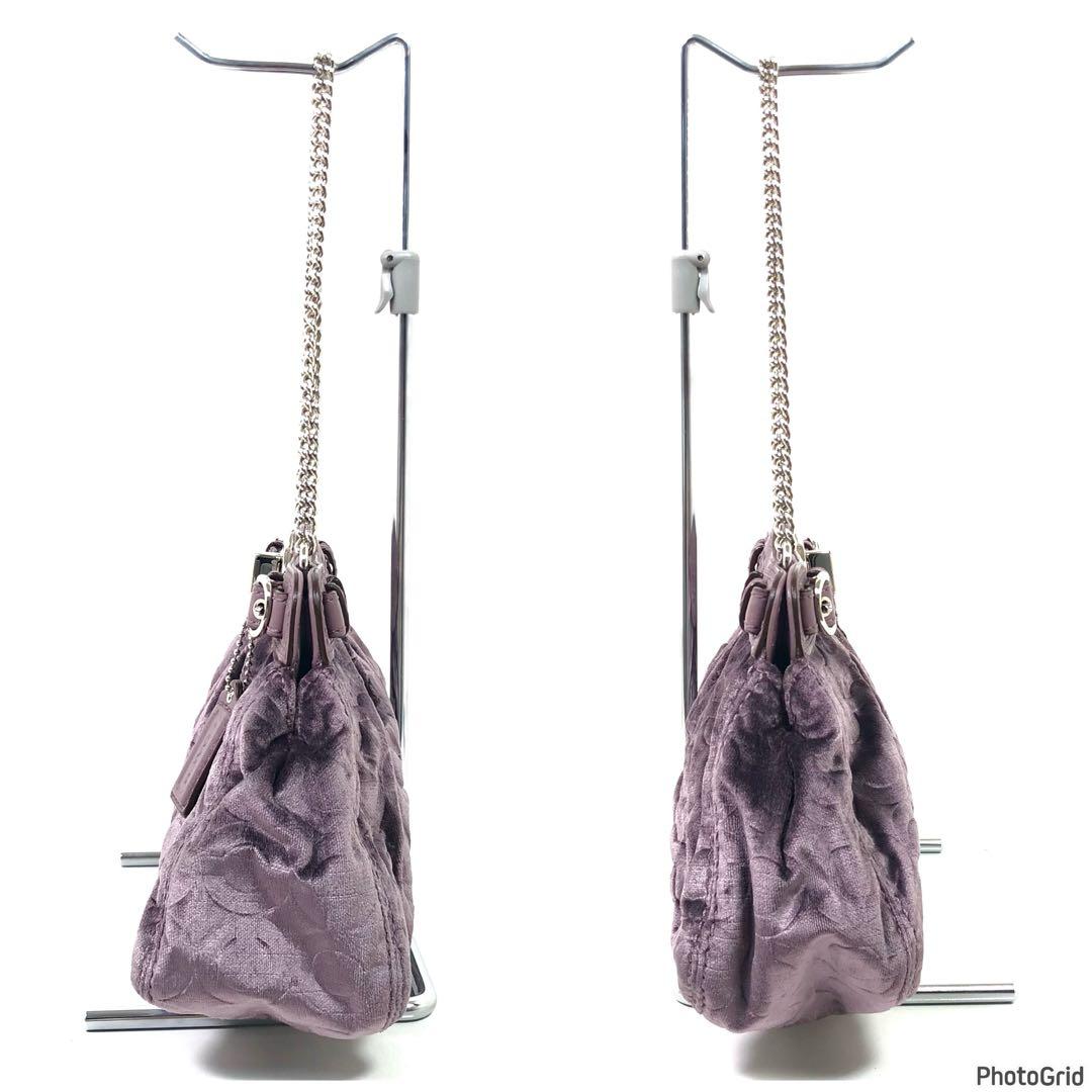 ☆美品☆ COACH コーチ ベロア生地 ワンショルダーバッグ ハンドバッグ
