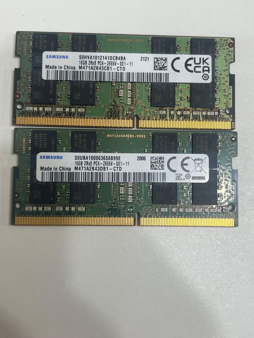 Samsung DDR4-2666v 16GB メモリー2枚　 合計32G