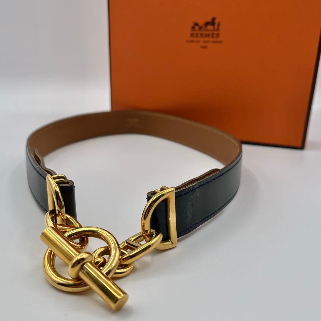 HERMES エルメス　ベルト　レザー　シェーヌダンクル　◯V刻印　65