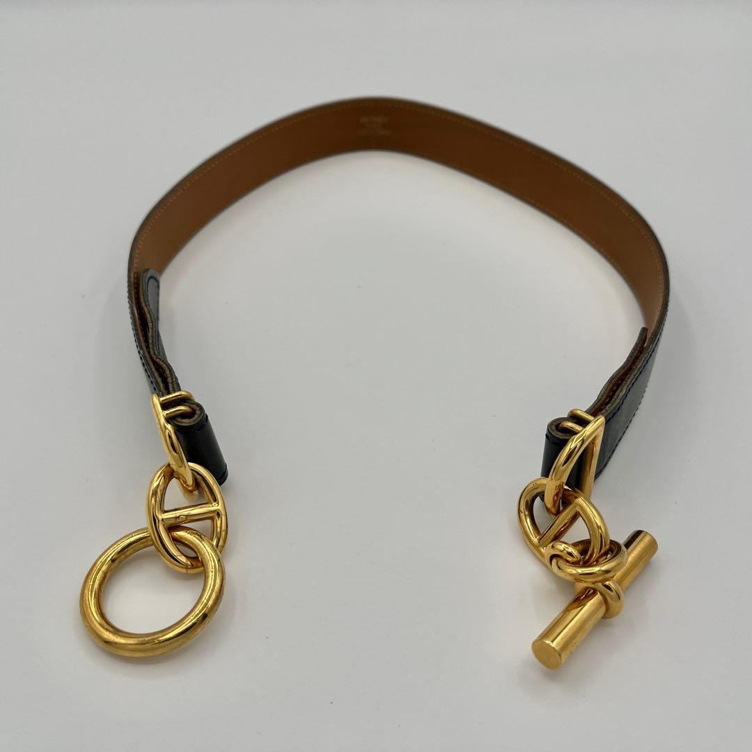 HERMES エルメス　ベルト　レザー　シェーヌダンクル　◯V刻印　65