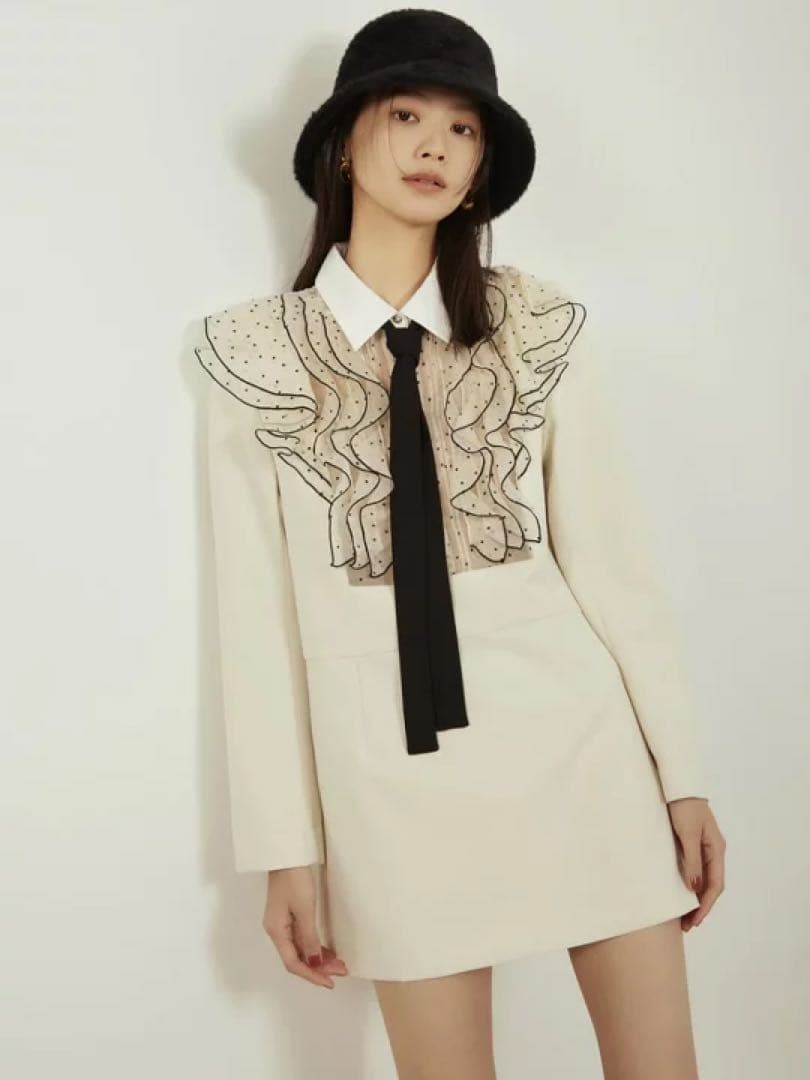 リリーブラウン フロントフリルミニドレス