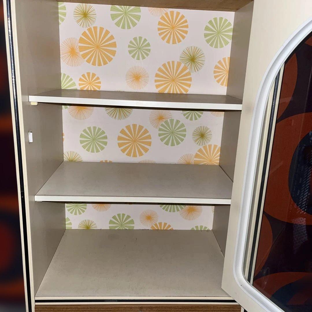 昭和レトロ 収納棚 食器棚 飾り棚 キャビネット ガラス戸 レトロポップ 当時物