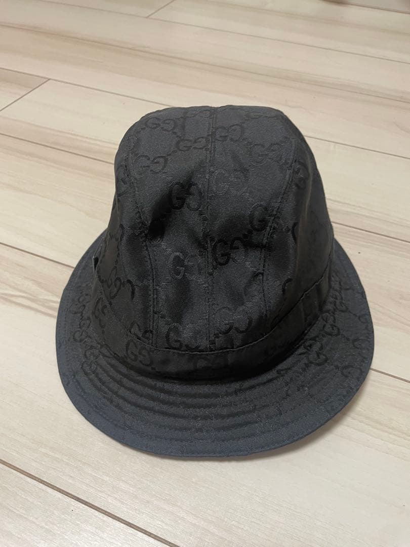 GUCCI ブラック GGパターン ハット