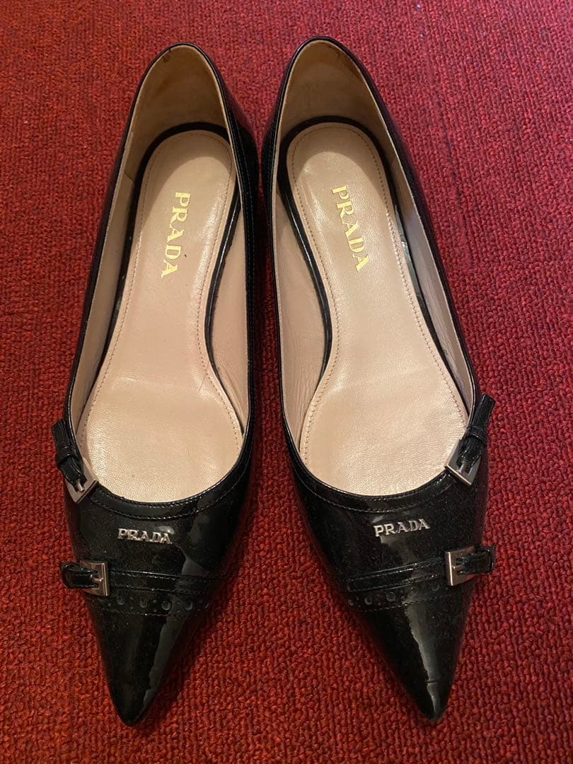 PRADA ブラック フラットシューズ37.5