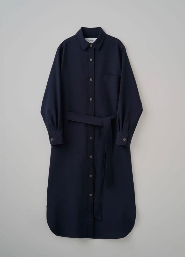 SOEJU ソフトオックスシャツワンピース ネイビー