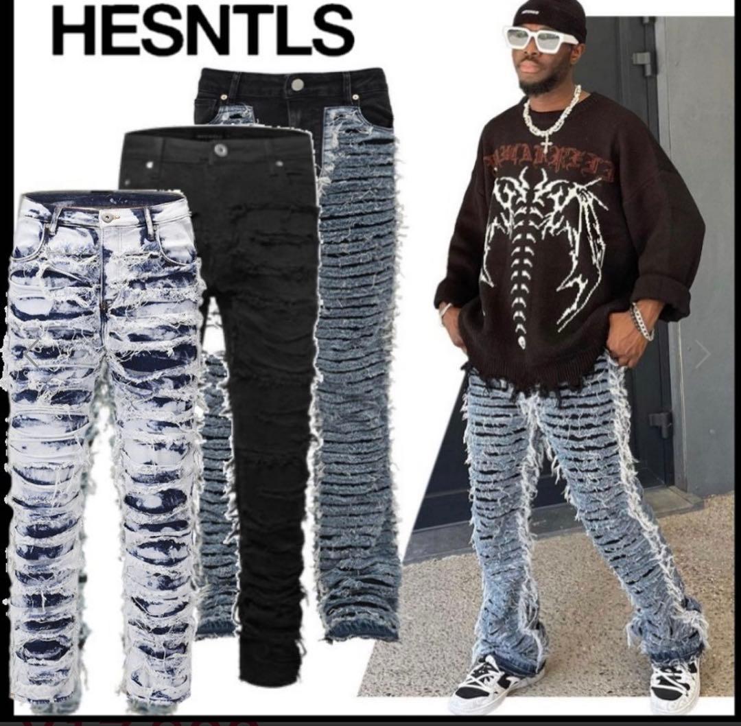 HESNTLS ダメージ加工デニムパンツ