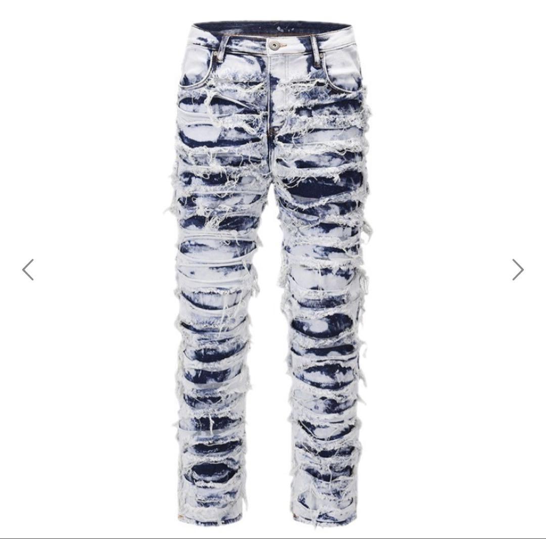 HESNTLS ダメージ加工デニムパンツ