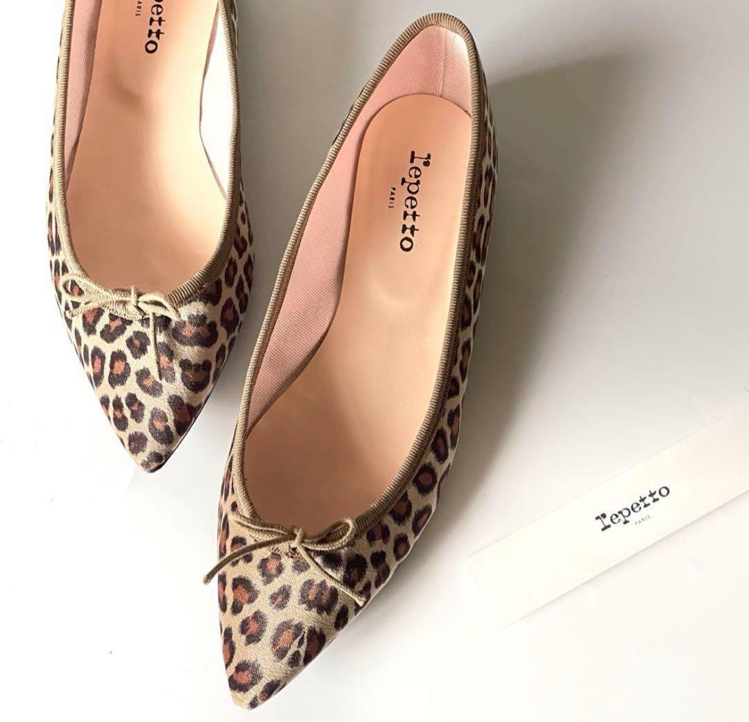 reppetto レオパードバレエシューズ、フラットシューズ