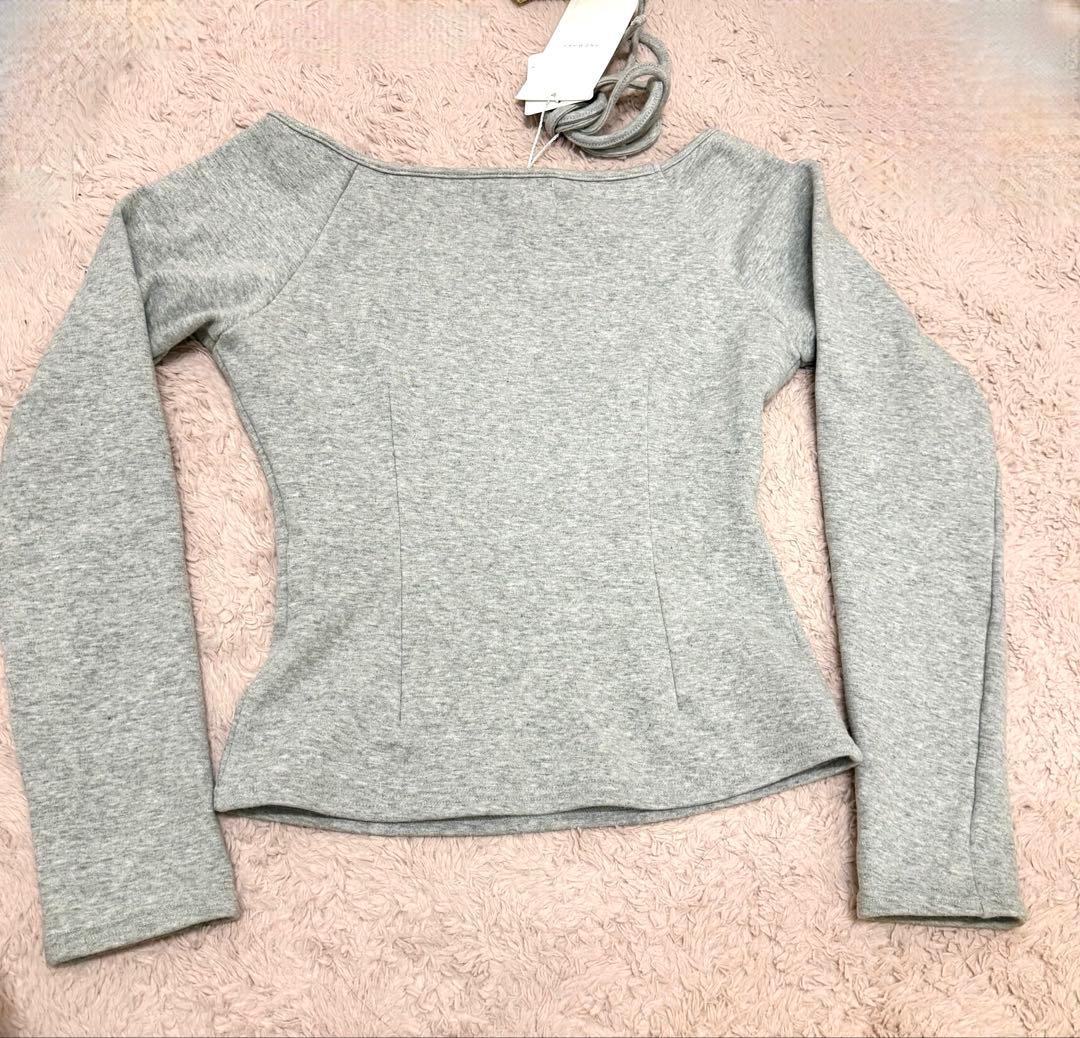 トップス andmary Mary logo choker tops gray