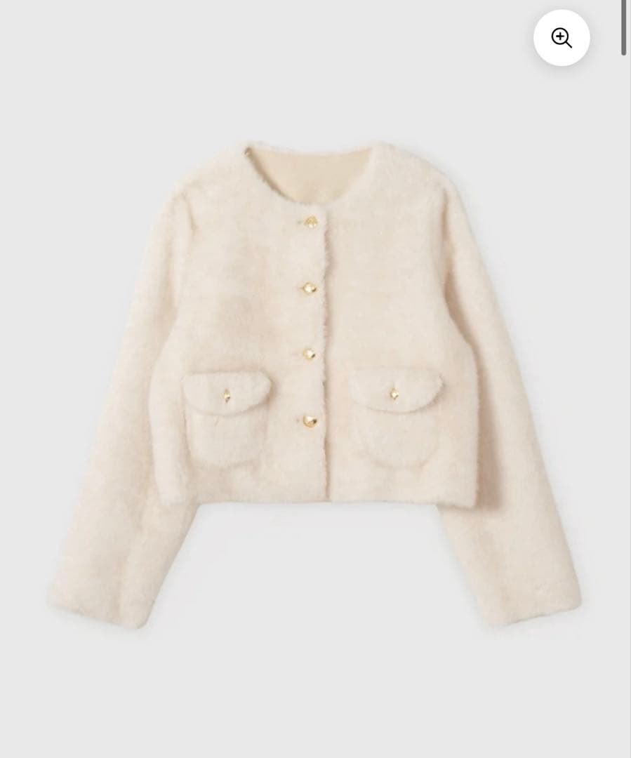 EIMY ISTOIRE ゴールドボタンフェイクファージャケット