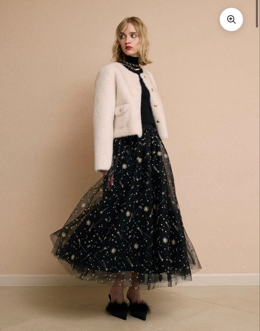 EIMY ISTOIRE ゴールドボタンフェイクファージャケット