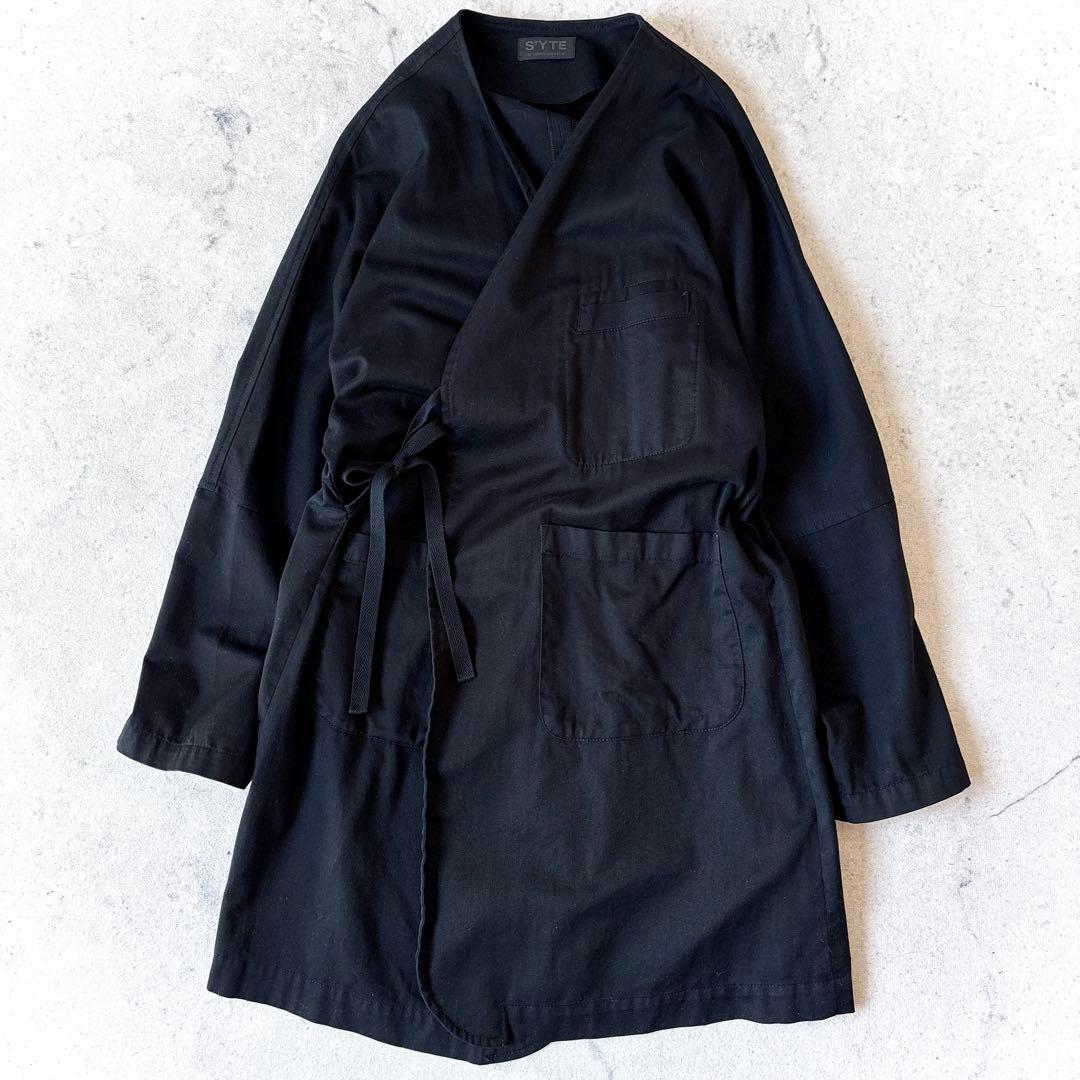 サイト バイ ヨウジヤマモト 3→L 作務衣 ノーカラー ジャケット コート 黒