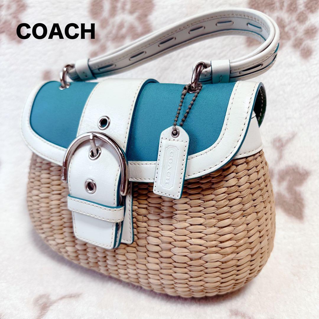 COACH コーチ かごバッグ ソーホー シグネチャー ストロー オールド