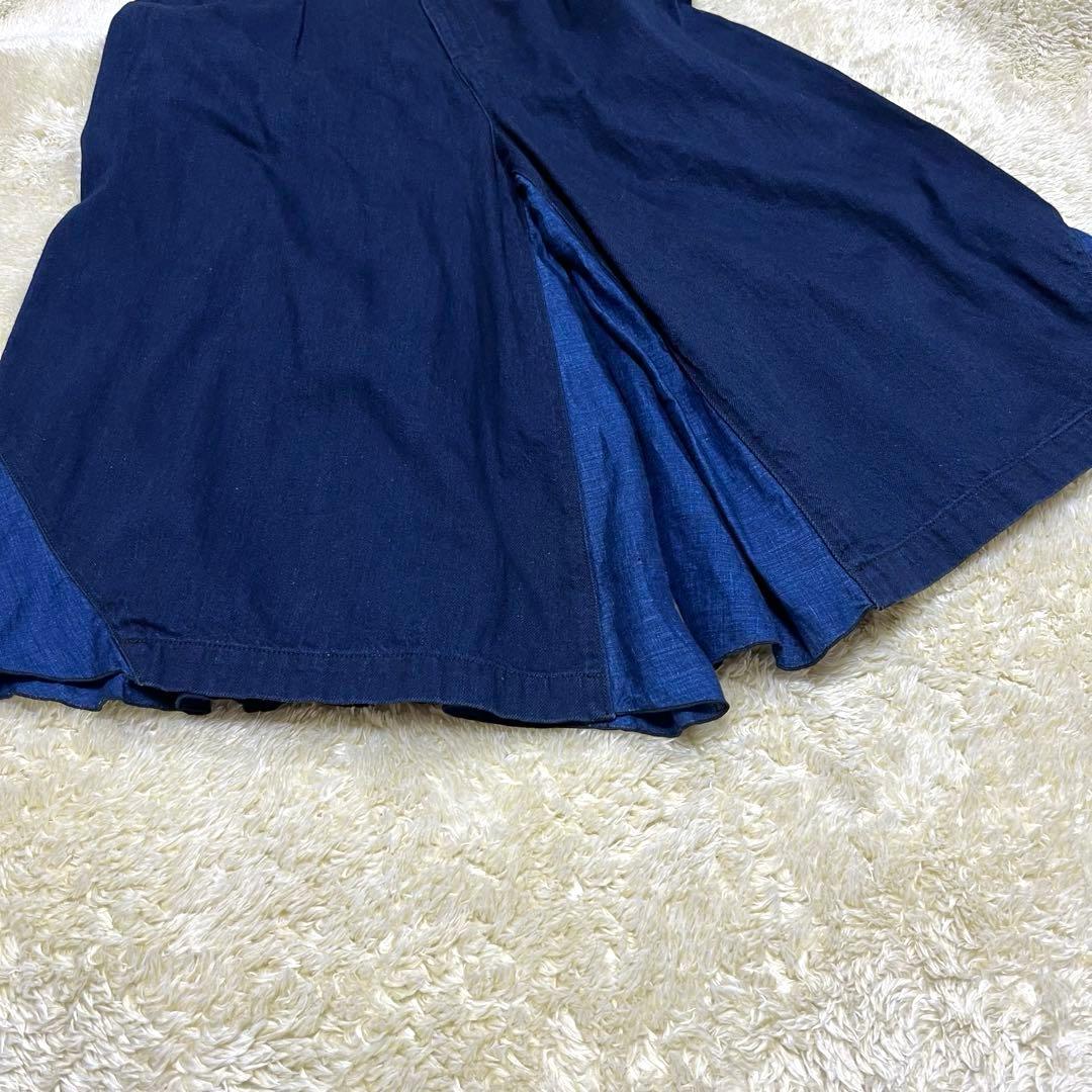 KAPITAL キャピタル ガウチョパンツ デニム リネン 切り替え フレア