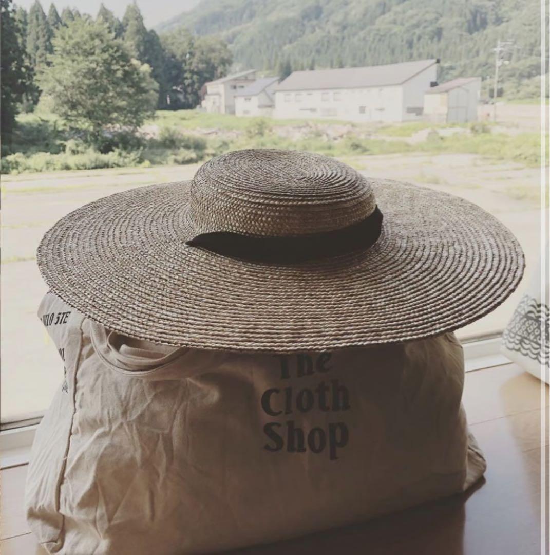 マ*メ様 sugri ストロー製 麦わら帽子 黒いリボン付き