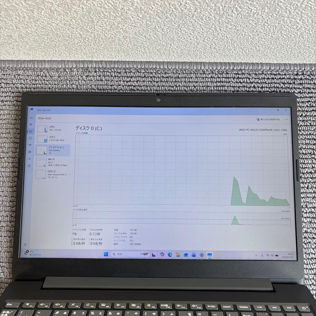 Windowsノート本体 lenovo ideapad L340 AMD Ryzen 5 3500U
