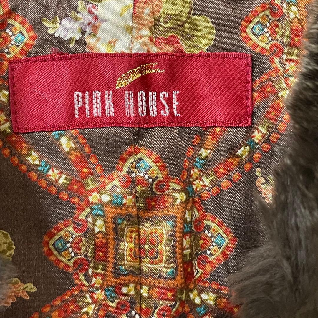 美品 ピンクハウス ファーコート レッキスファー ラビット 裏地総柄 ブラック