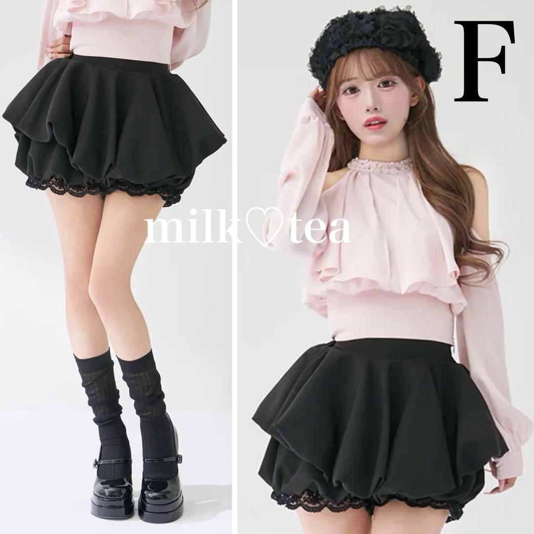 新品タグ付 ダーリッチ ブラック フリー ボリュームバルーンミニスカート F