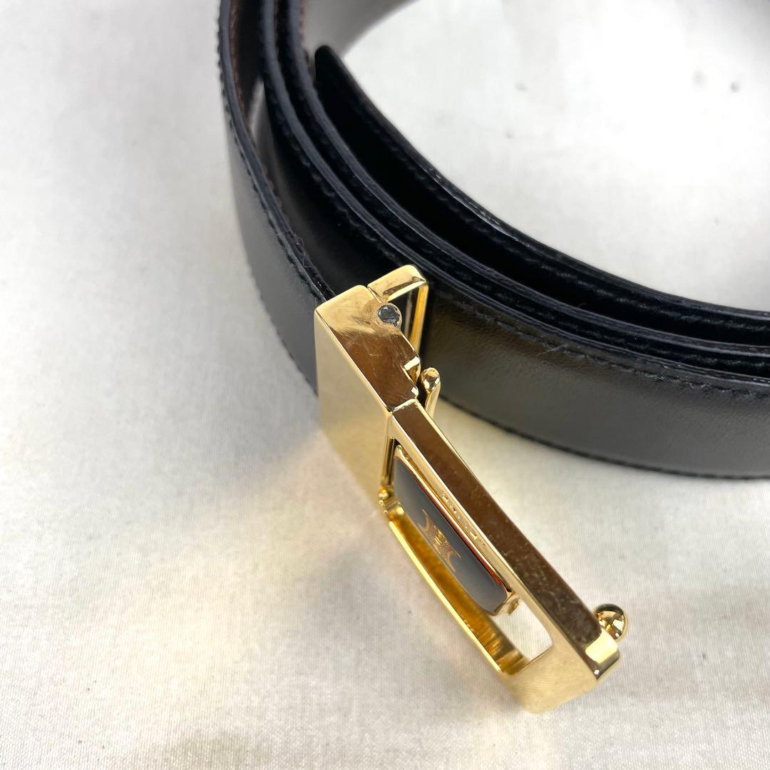 CELINE セリーヌ ベルト トリオンフ ゴールド バックル レザー ブラック