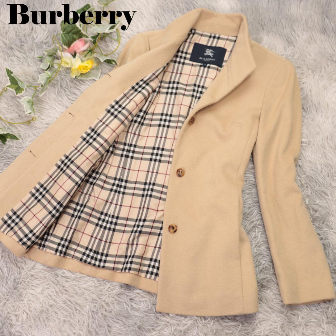 アンゴラ混バーバリー✨ジャケット　ショートコート　ノバチェック ホースロゴ　比翼
