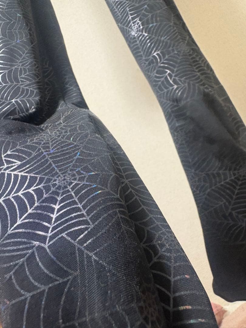 み*ぃ様 アートソン製　ゼンタイ　クモの巣模様　全身タイツ　フード付き