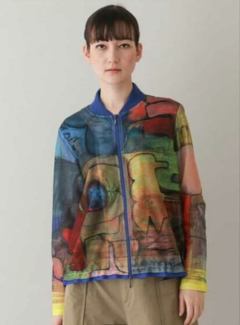 TRUNK HIROKO KOSHINO アートプリントメッシュデザインブルゾン